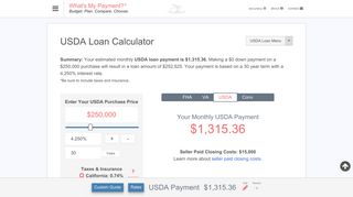 USDA Mortgage Loan Payment Calculator | What's My Payment?
