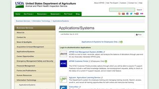 USDA APHIS | Applications/Systems