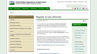 USDA APHIS | Register to Use ePermits