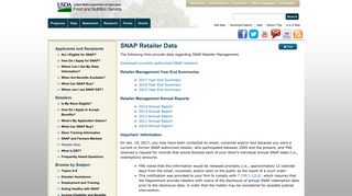 SNAP Retailer Data | Food and Nutrition Service - Fns.usda.gov