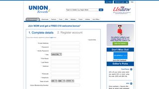 Usdaw Rewards - Member Registration and Login