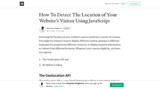How To Detect The Location of Your Website's Visitor Using JavaScript