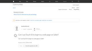Can I use Touch ID to login to a web page… - Apple Community