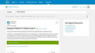 Solved: Fingerprint Reader for Website Logins? - Dell Community