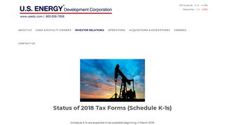 K1 Information – U.S. Energy Development Corporation