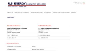 Contact Us – U.S. Energy Development Corporation