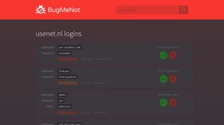 usenet.nl passwords - BugMeNot