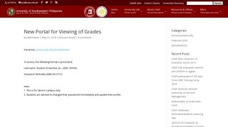 New Portal for Viewing of Grades | University of Southeastern ...