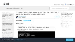 FTP login fails: Error: 530 User cannot log in, home directory ...
