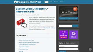 Custom Login / Register / Password Code | Digging Into WordPress