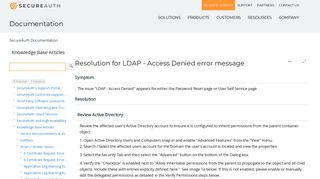 Resolution for LDAP - Access Denied error message - Knowledge ...