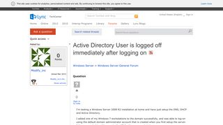 Active Directory User is logged off immediately after logging on ...