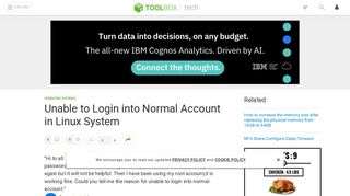 Unable to Login into Normal Account in Linux System - Toolbox