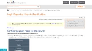 Login Pages for User Authentication - Ex Libris Knowledge Center
