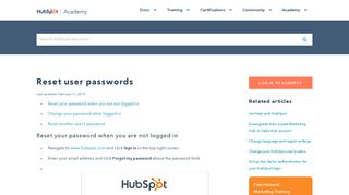 Reset passwords - HubSpot Academy