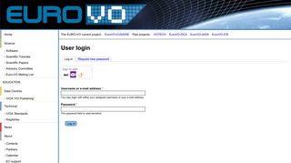 User login | Euro-VO