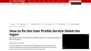 The User Profile Service Failed the Logon: How to fix it - Tech Advisor