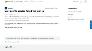 User profile service failed the sign in - Microsoft Community