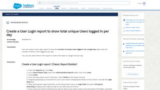 Create a User Login report to show total unique Users logged in per day