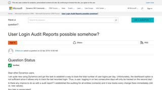 User Login Audit Reports possible somehow? - Microsoft Dynamics ...