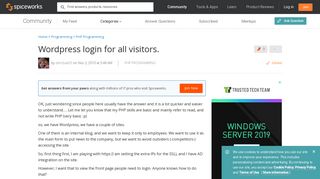 [SOLVED] Wordpress login for all visitors. - PHP Forum ...