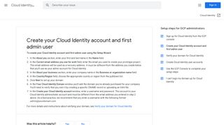 Create your Cloud Identity account and first admin user - Cloud ...