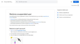 Restore a suspended user - Cloud Identity Help - Google Support