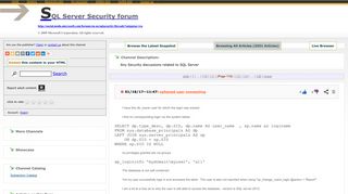 SQL Server Security forum - RSSing.com