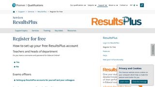Register for ResultsPlus | Pearson qualifications - Edexcel