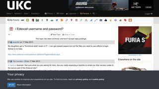 UKC Forums - Edexcel username and password?
