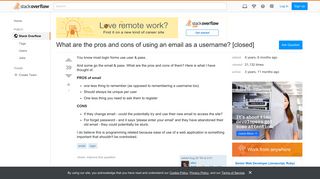 What are the pros and cons of using an email as a username ...