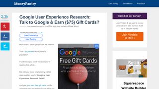 Google User Experience Research: Talk to Google & Earn ($75) Gift ...