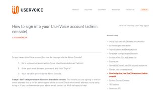 How to sign into your UserVoice account (admin console) – Customer ...