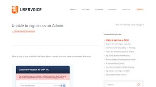 Unable to sign in as an Admin – Customer Feedback & Ideas for ...