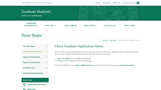 Check Graduate Application Status | University of South Florida