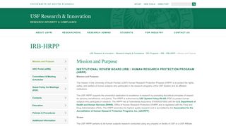 IRB - USF Research & Innovation - University of South Florida