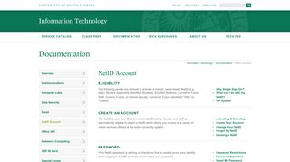 NetID Account - University of South Florida