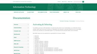 Activating & Selecting - University of South Florida