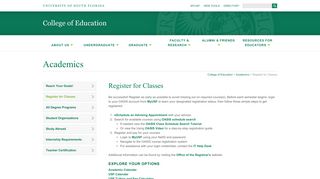 Register for Classes | Academics | USF College of Education