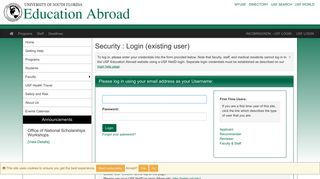 Security>Login (existing user)>Education Abroad - USF Education ...