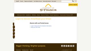 Login to Secure Area/Read your Email - University of St. Francis