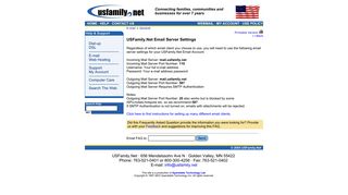 USFamily.Net Email Server Settings - USFamily.Net Help System