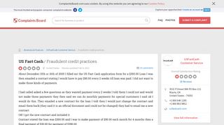 US Fast Cash - Fraudulent credit practices, Review 3199 | Complaints ...