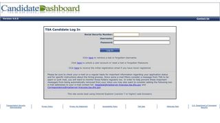Candidate Dashboard Log In - TSA - Homeland Security