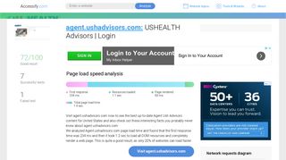 Access agent.ushadvisors.com. USHEALTH Advisors | Login