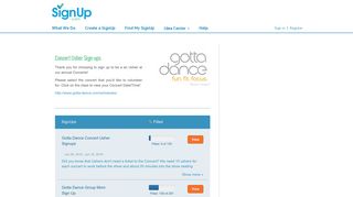 Group Page: Concert Usher Sign-ups | SignUp.com