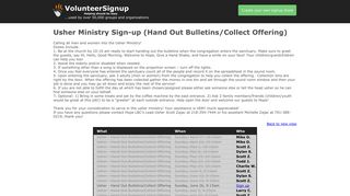 VolunteerSignup - Online volunteer signup sheets - Usher Ministry ...