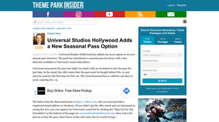 Universal Studios Hollywood Adds a New Seasonal Pass Option