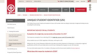 Unique Student Identifier (USI) - St John (Qld)