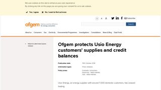 Ofgem protects Usio Energy customers' supplies and credit balances ...